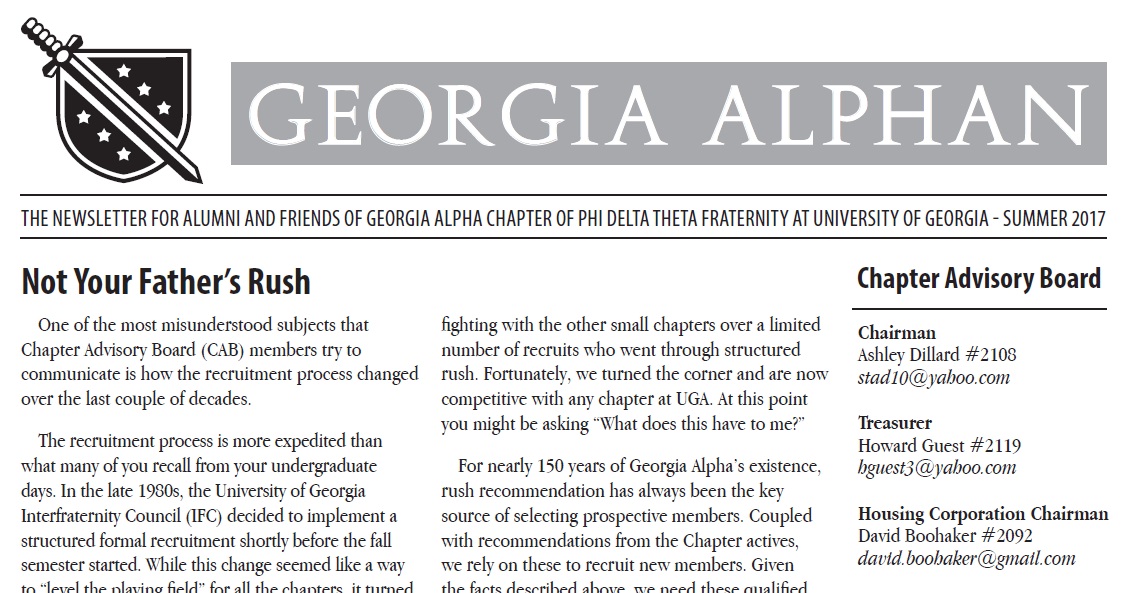 The Summer 2017 Edition of the Georgia Alphan is Here!